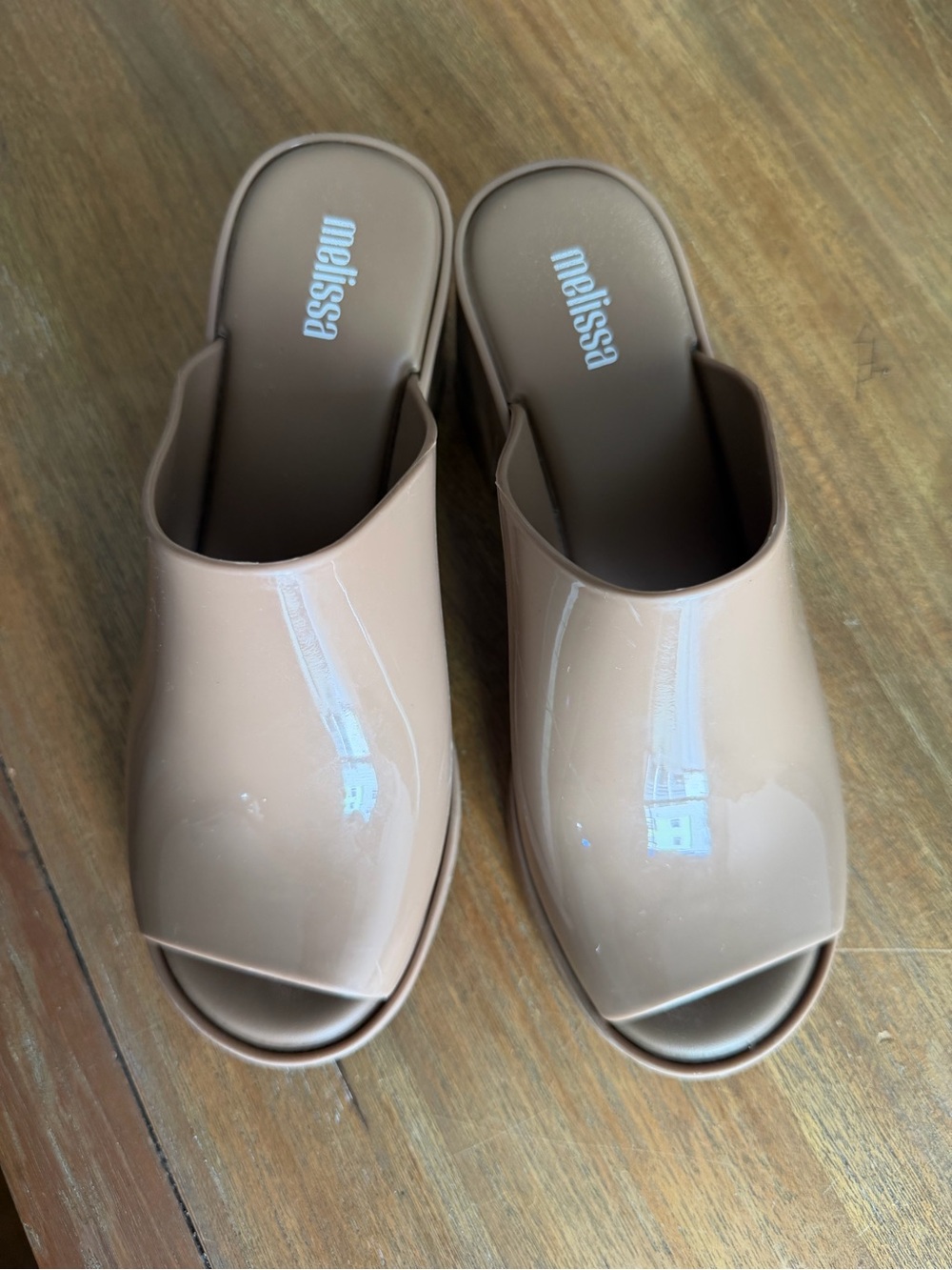 Melissa Nude Patent Slide Mules